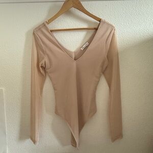 Elegant Beige Long Sleeve Women's Top